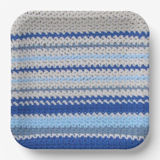 Papieren Bord - Gehakt patroon in blauw en wit (Voorkant)