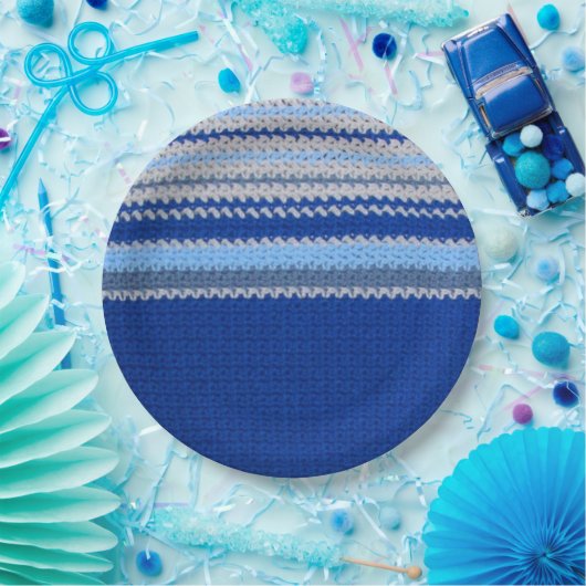 Papieren Bord - Gehakt patroon in blauwe strepen (Feest)