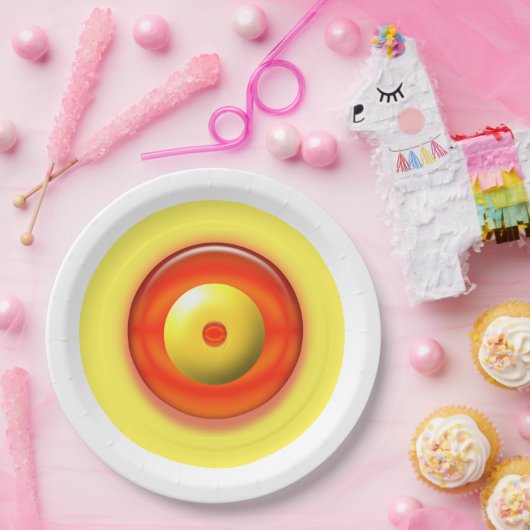 Papieren Bord - Gele en rode concentrische cirkels (Feest)