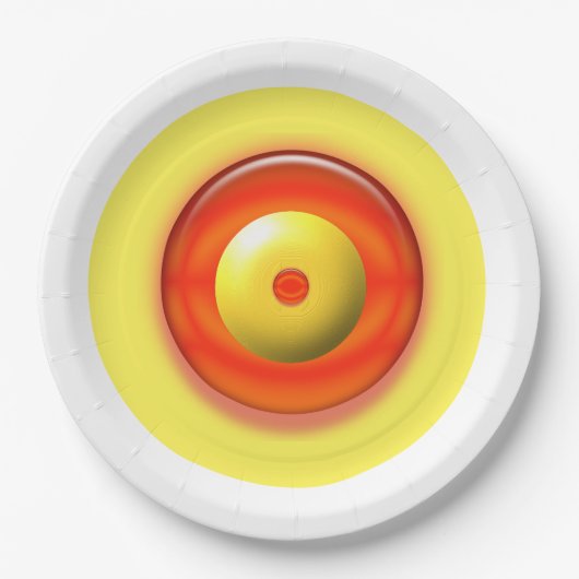 Papieren Bord - Gele en rode concentrische cirkels (Voorkant)