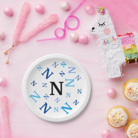 Papieren Bord - Gemarmerde letters in blauw (Feest)