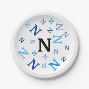 Papieren Bord - Gemarmerde letters in blauw