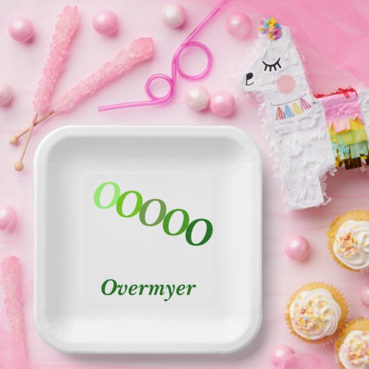 Papieren Bord - Gestapelde Initialen met naam in g (Feest)