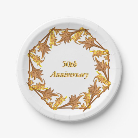 Papieren Bord - Golden Leaves in a Circle (Voorkant)