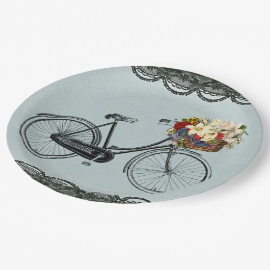 Papieren bord groene ivoorfiets (Gekanteld)