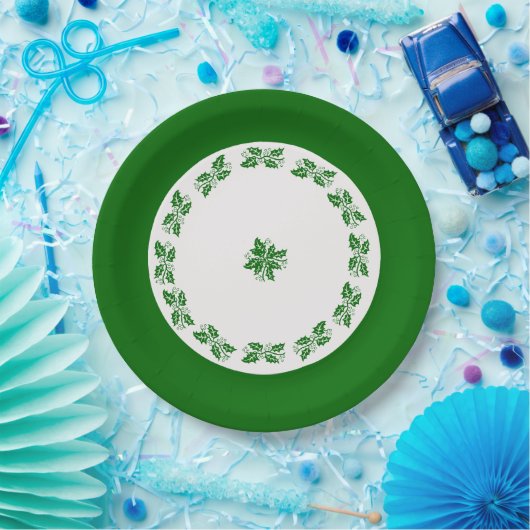 Papieren Bord - Groene Ring Holly (Feest)