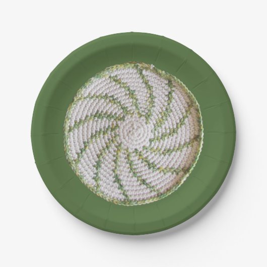 Papieren Bord - Groene spiraal in Crochet (Voorkant)