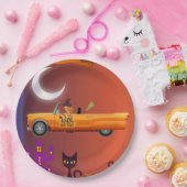 Papieren bord Halloween Heks in Auto (Feest)