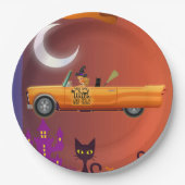 Papieren bord Halloween Heks in Auto (Voorkant)