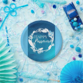 Papieren Bord Happy Passover Blue Brown Wreath Flo (Feest)