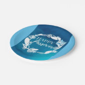 Papieren Bord Happy Passover Blue Brown Wreath Flo (Gekanteld)