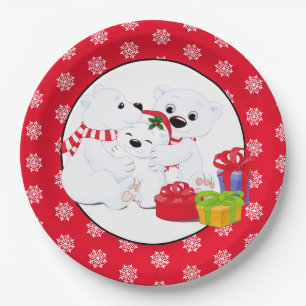 Papieren bord - Kerstmis IJsberen
