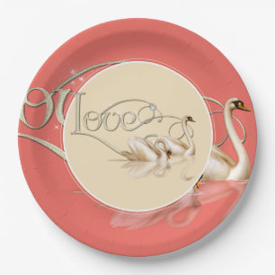 Papieren Bord-liefdeszwanen Bordje