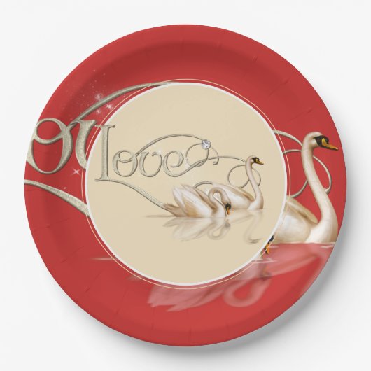 Papieren Bord-liefdeszwanen Bordje (Voorkant)