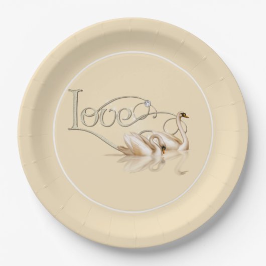 Papieren Bord-liefdeszwanen Papieren Bordje (Voorkant)