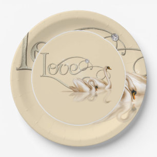 Papieren Bord-liefdeszwanen Papieren Bordje