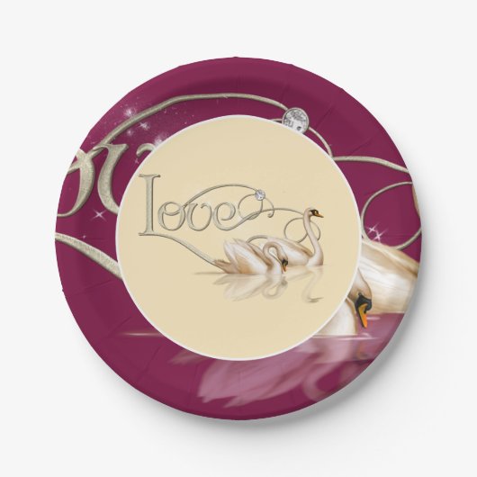 Papieren Bord-liefdeszwanen Papieren Bordje (Voorkant)