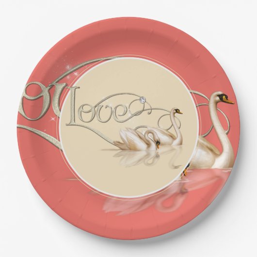 Papieren Bord-liefdeszwanen Papieren Bordje (Voorkant)