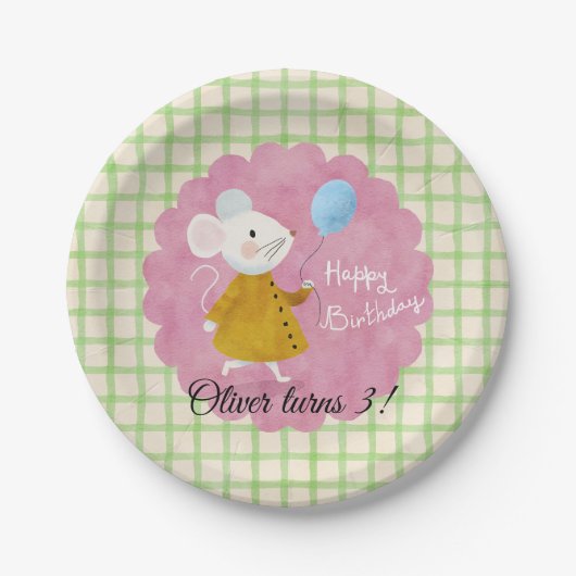 Papieren bord met aangepaste naam Cute Mouse Pickn (Voorkant)
