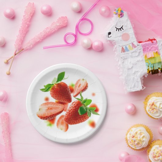 Papieren Bord met aardbeien (Feest)