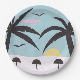 Papieren Bord met Beach Sunrise Scene