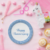 Papieren bord met blauw en wit Grieks sleutelontwe (Feest)