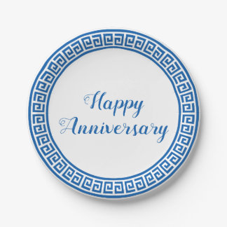 Papieren bord met blauw en wit Grieks sleutelontwe