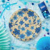 Papieren bord met blauwe bloem ontwerp (Feest)
