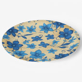 Papieren bord met blauwe bloem ontwerp (Gekanteld)