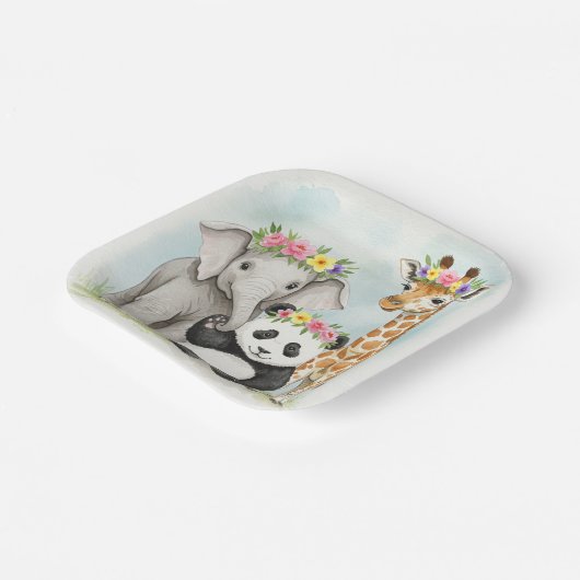 Papieren Bord met Dieren met Bloemenkronen (Gebogen)