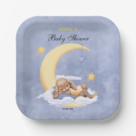 Papieren Bord met een schattig slapende pluche bun (Voorkant)