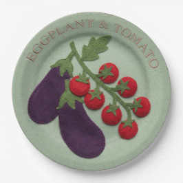 Papieren bord met filtappliqué Aubergine en Tomaat
