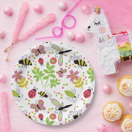 Papieren Bord met Friendly Garden Bugs en bijen (Feest)