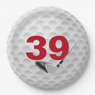 Papieren bord met golfbalontwerp voor 39e verjaard