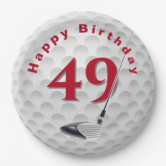 Papieren bord met golfbalontwerp voor 49e verjaard (Voorkant)