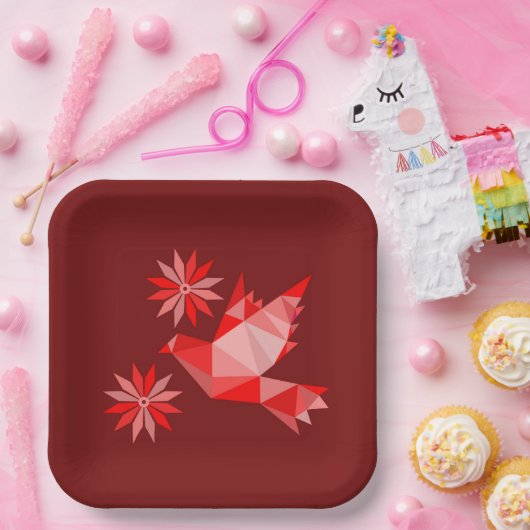 PAPIEREN BORD MET KWETTIGE KUNST VAN VOGELS EN STR (Feest)