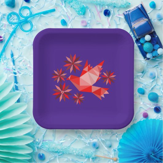 PAPIEREN BORD MET KWETTIGE KUNST VAN VOGELS EN STR (Feest)