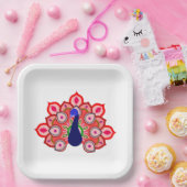 PAPIEREN BORD MET KWETTIGE KUNST VAN VOGELS EN STR (Feest)