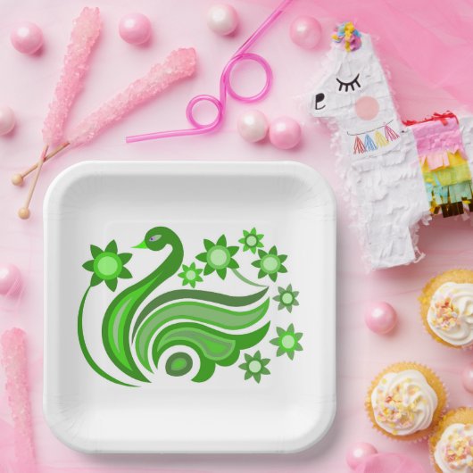 PAPIEREN BORD MET KWETTIGE KUNST VAN VOGELS EN STR (Feest)