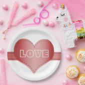 Papieren Bord met RIbbon met rood hart (Feest)