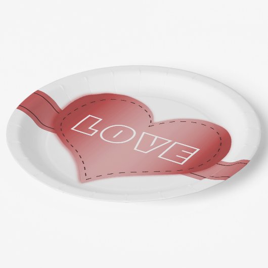 Papieren Bord met RIbbon met rood hart (Gekanteld)