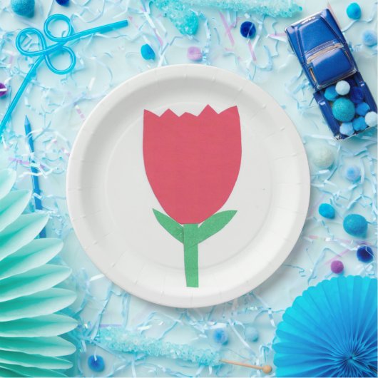 Papieren Bord met rood tulpdesign (Feest)
