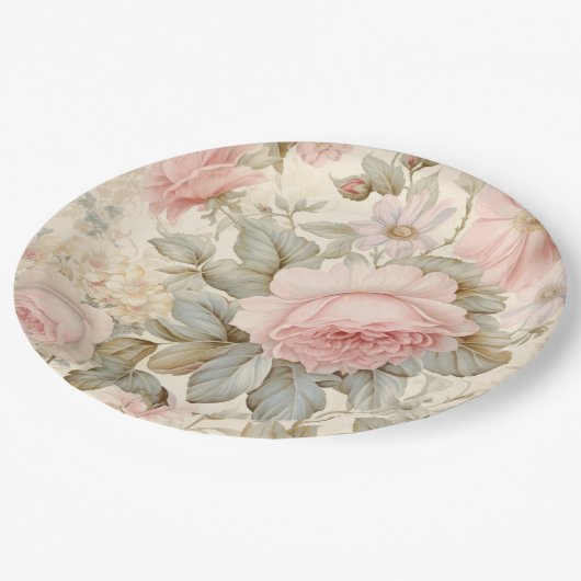 Papieren bord met roze bloemen (Gekanteld)