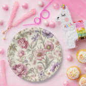 Papieren bord met roze paarse vintage bloemen (Feest)