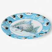 Papieren bord met spelende pinguïns (Gekanteld)