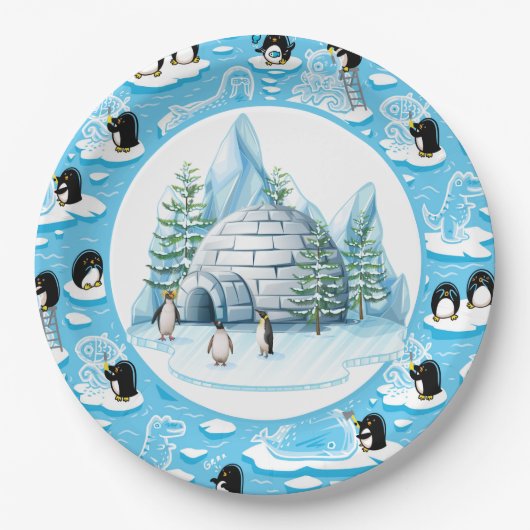 Papieren bord met spelende pinguïns (Voorkant)