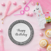 Papieren bord met zwart-wit en Grieks sleutelontwe (Feest)