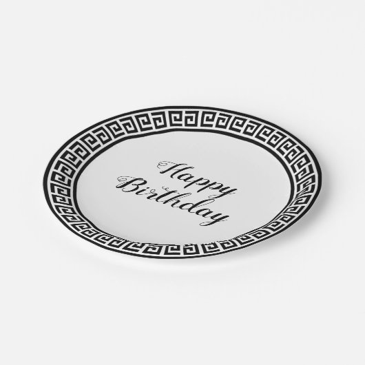 Papieren bord met zwart-wit en Grieks sleutelontwe (Gekanteld)