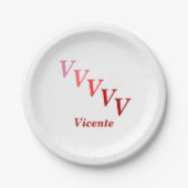 Papieren Bord - Naam en Gestapte letters in rood (Voorkant)