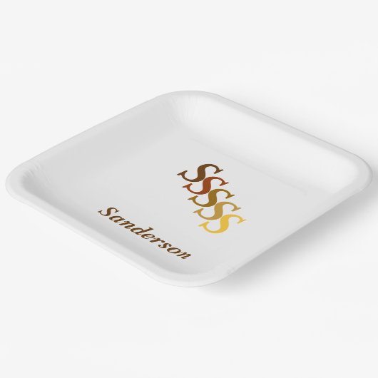 Papieren Bord - Naam Initialen in Gelden en Blader (Gebogen)